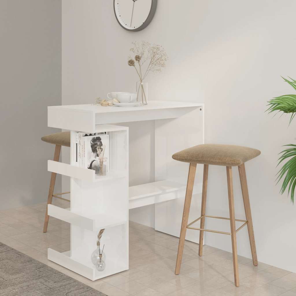 Bartisch mit Regal Weiß 100x50x101,5 cm Holzwerkstoff