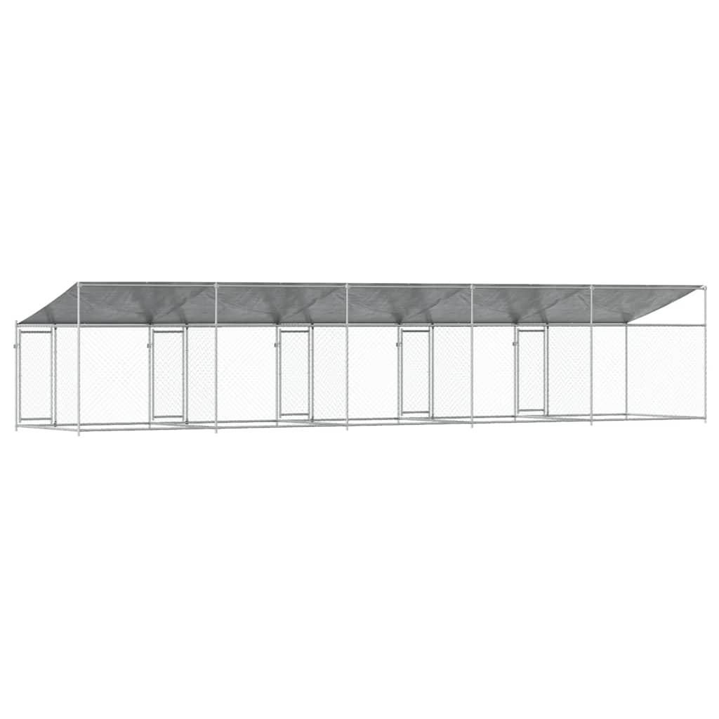 Hundezwinger mit Dach und Tür Grau 2x2x2 m Verzinkter Stahl