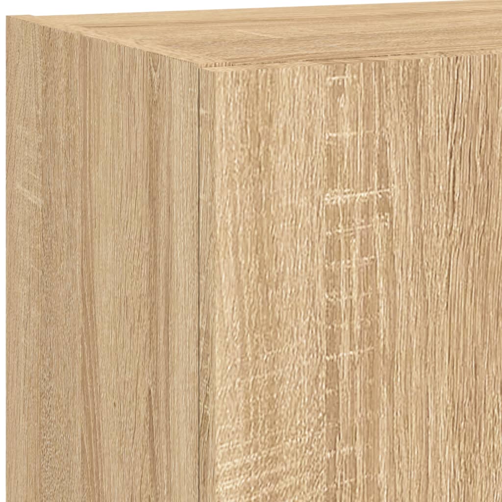 5-tlg. Wohnwand mit LED-Beleuchtung Weiß Holzwerkstoff