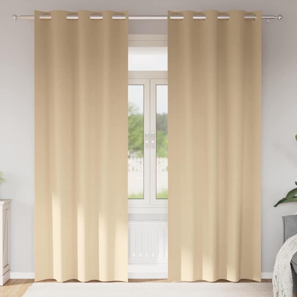 Verdunkelungs-Vorhänge mit Ringen 2 pcs Beige 140 x 140 cm