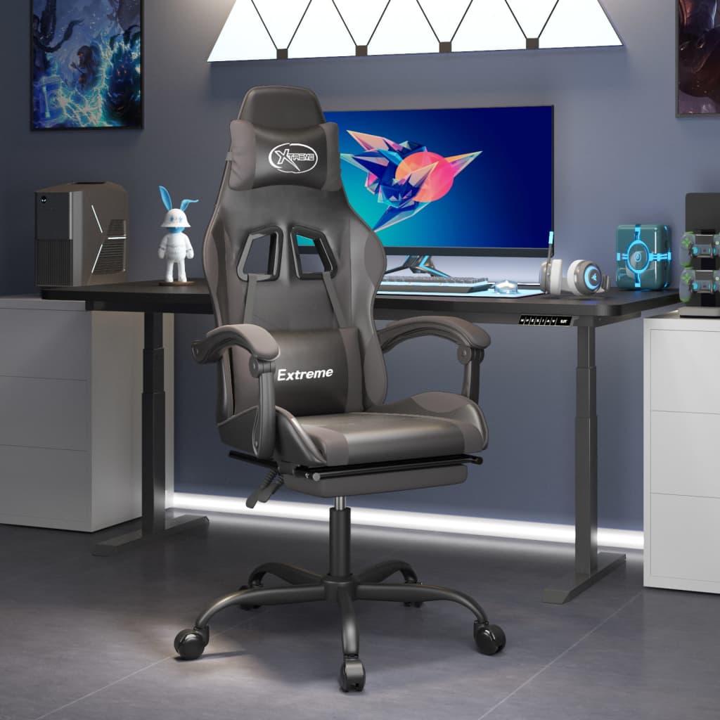 Gaming-Stuhl Drehbar Schwarz und Grün Kunstleder