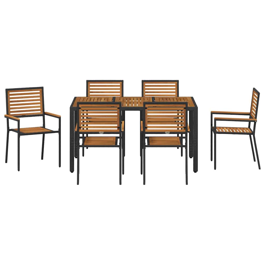 Garten Essgruppe 3 pcs Schwarz und Braun Poly-Rattan