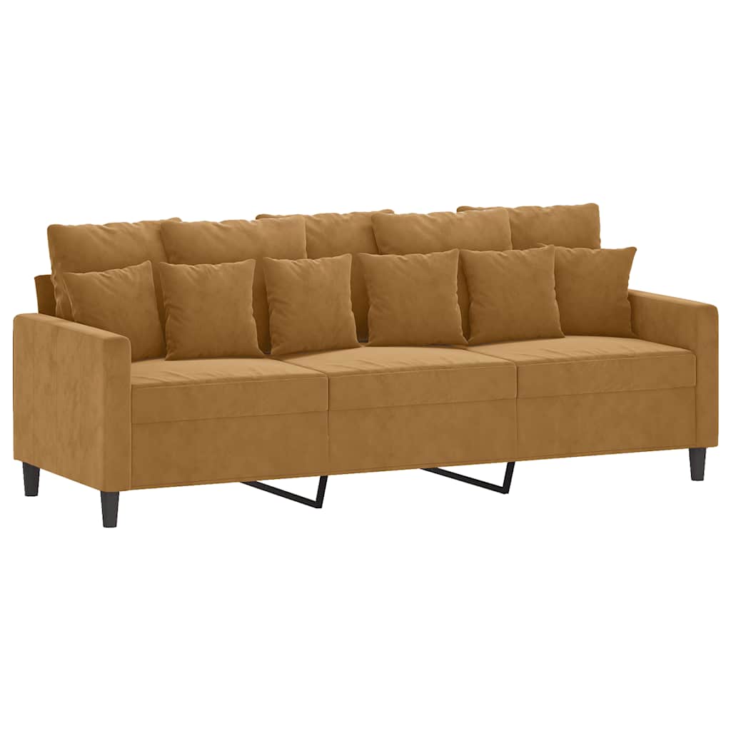 3-Sitzer-Sofa mit Hocker Rosa 180 cm Samt