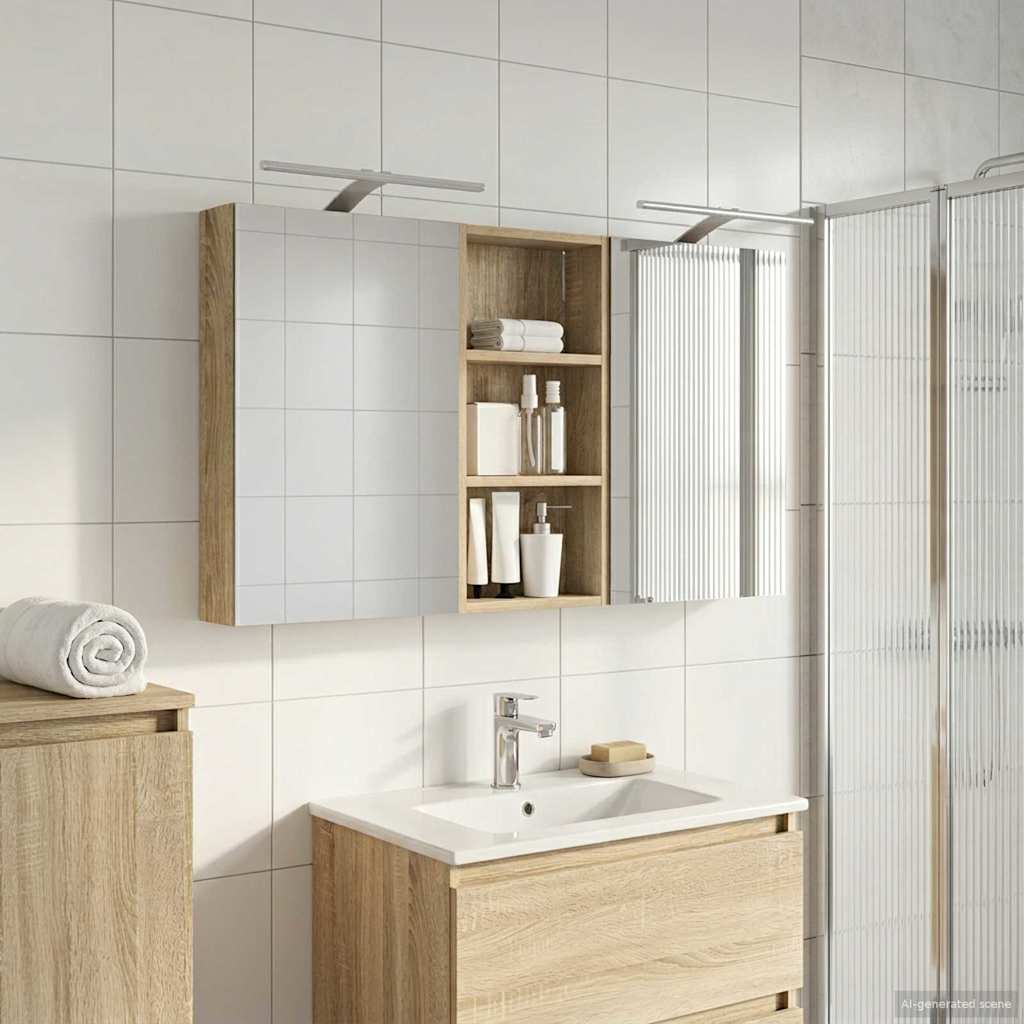 Badezimmerschrank-Set 3 pcs 80 x 10,5 x 50 cm Holzwerkstoff