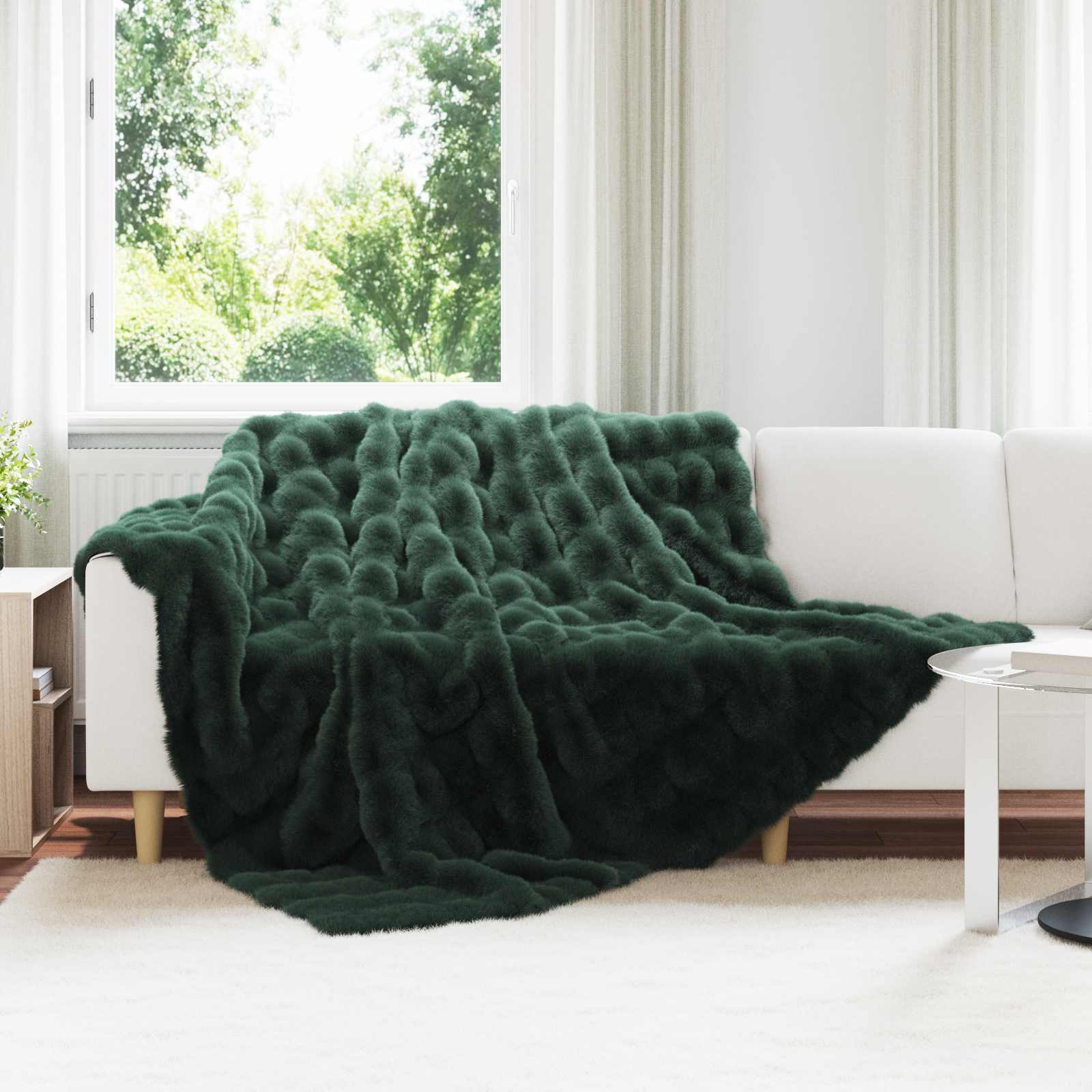 Rutschfeste Decke aus Kunstkaninchenfell Olite Beige Polyester