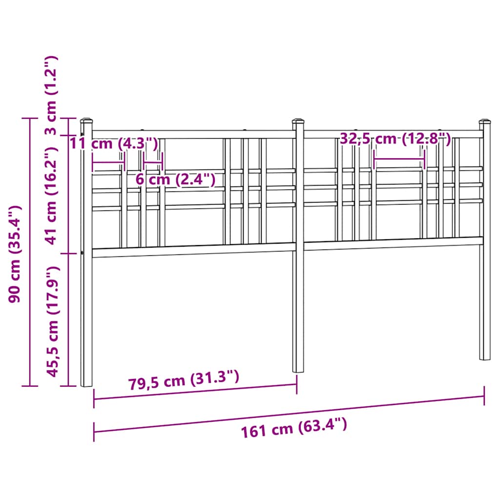 Ersatz-Kopfteil Metall Schwarz 100 cm