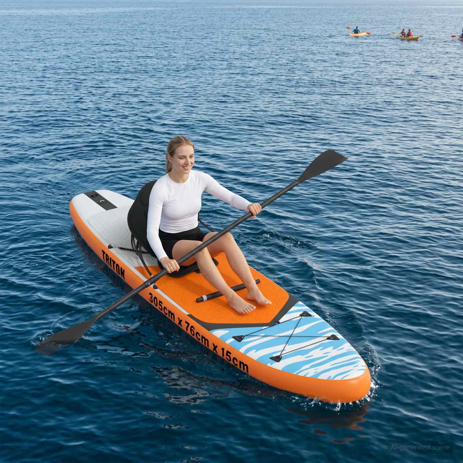 SUP Board mit Sitz 2-in-1 POSEIDON 305 x 76 x 15 cm Grün für