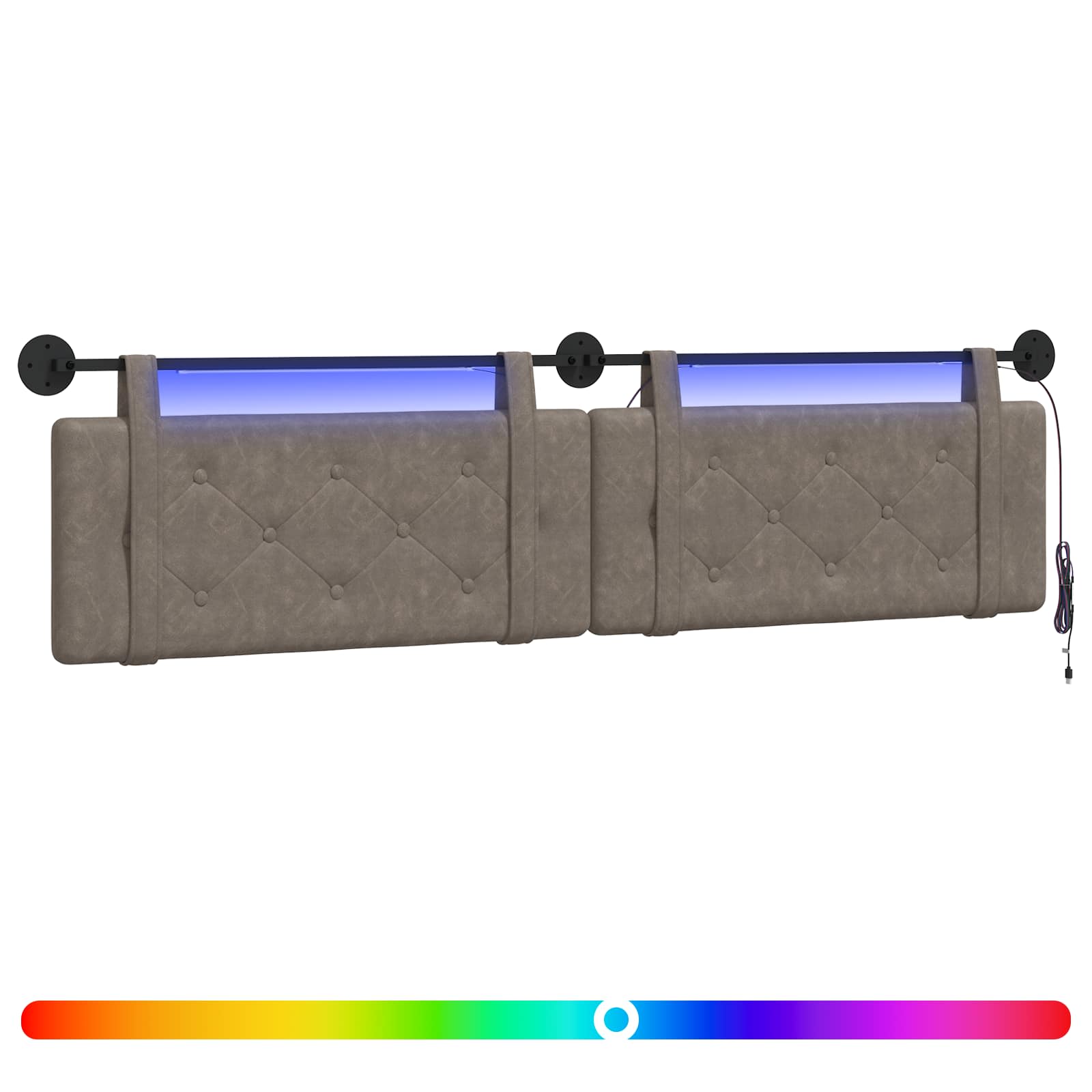Hängendes Kopfteil Mit LED Licht Schwarz Antikes PU