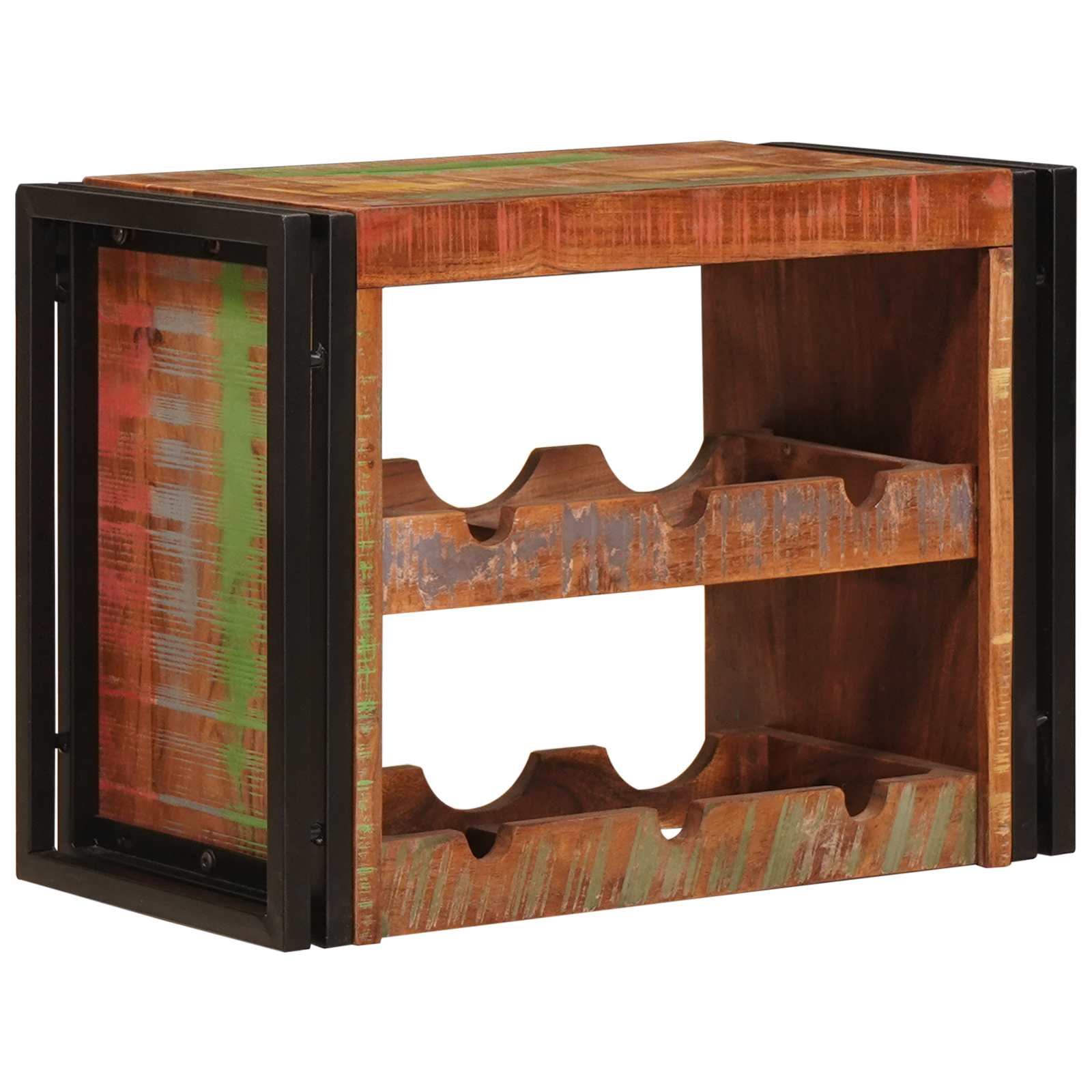 Weinregal Braun 60 x 45 x 33 cm Massives grobes Mangoholz