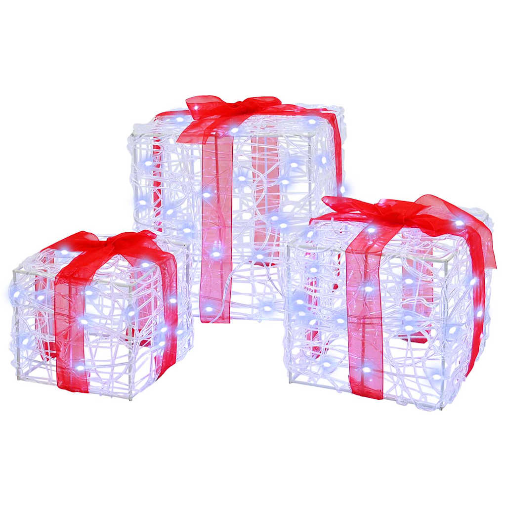 Geschenkbox mit 60 LEDs 3 pcs Warmweiß 20 x 20 x 20 cm Acryl