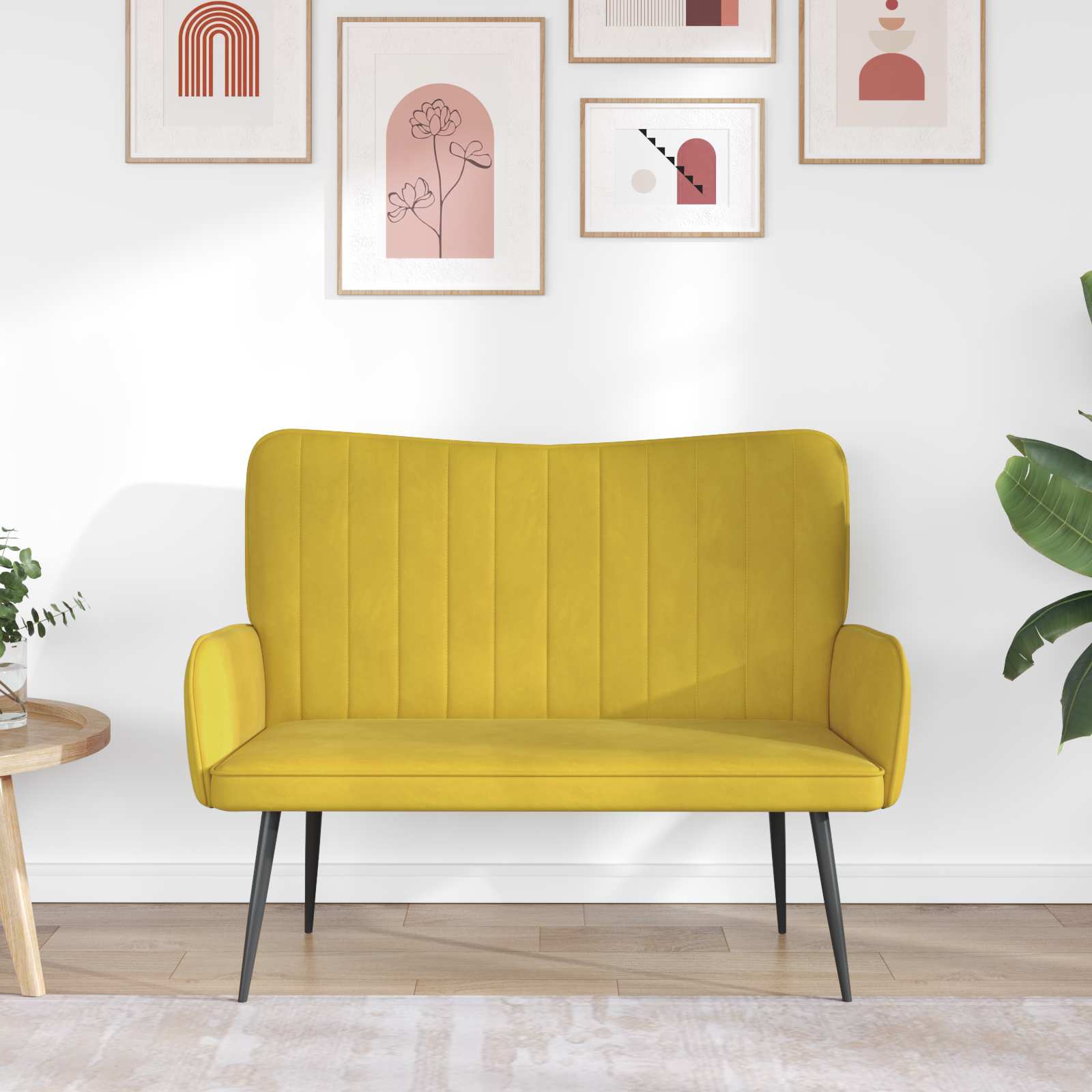 2-Sitzer Sofa Hellgrau 115 x 61 x 87 cm Samt (V)