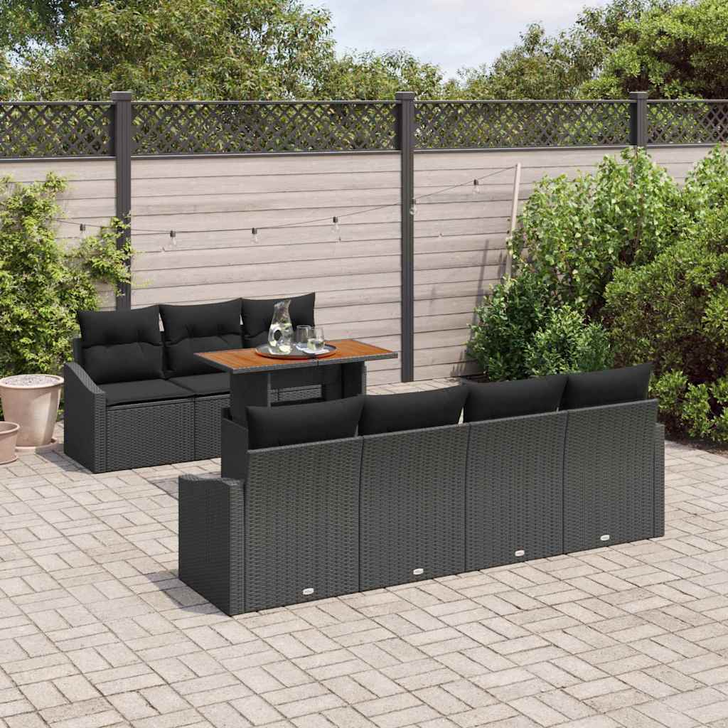 Garten Essgruppe mit Kissen 8 pcs Schwarz und Creme