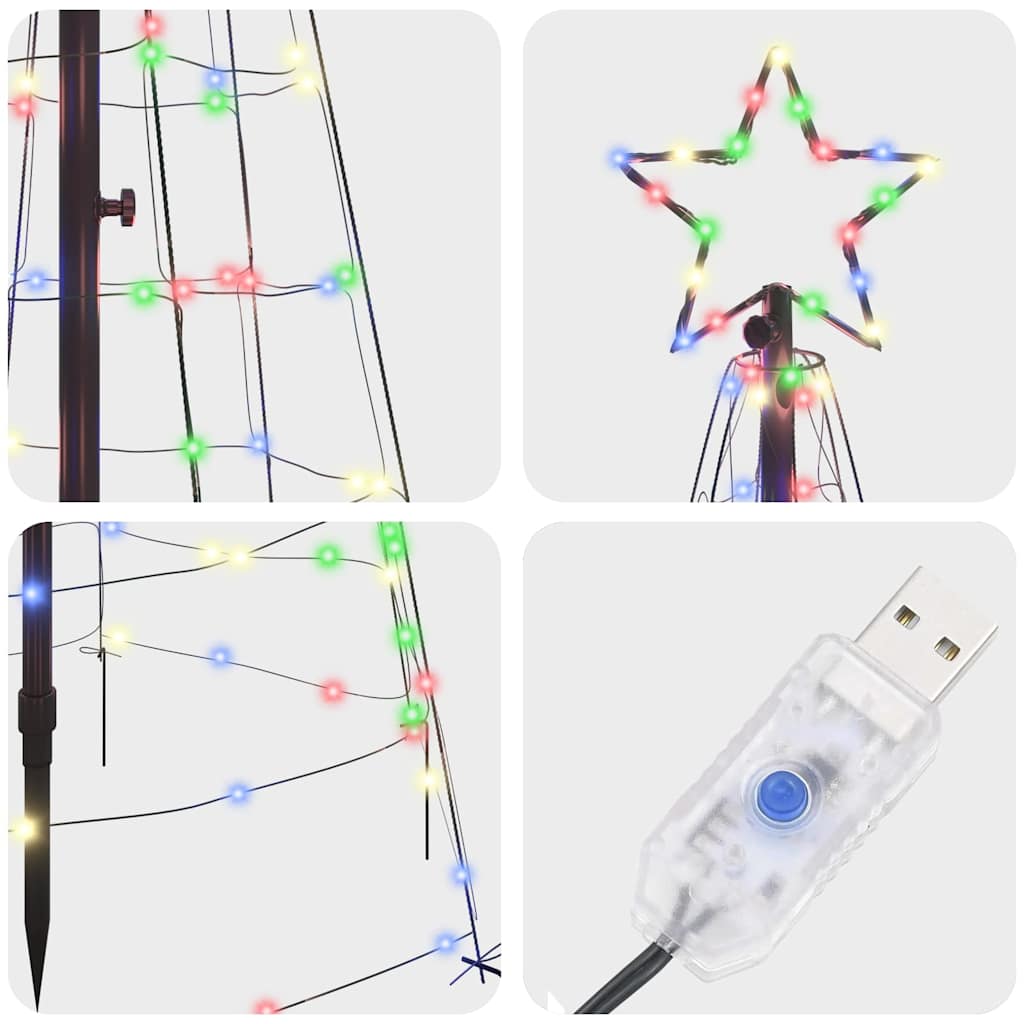 LED-Weihnachtsbaum mit Erdspießen 220 LEDs Warmweiß 180 cm