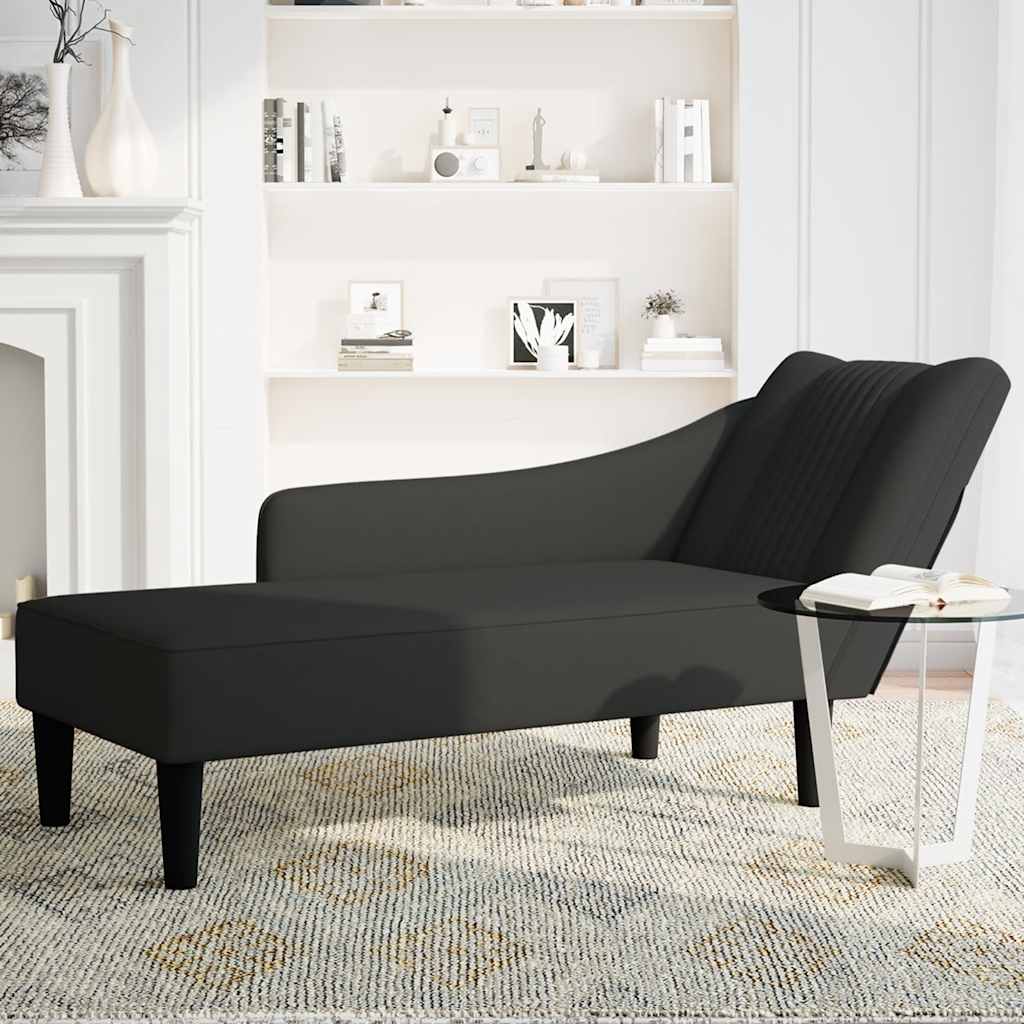 Chaiselongue mit Rechter Armlehne Blau Samt