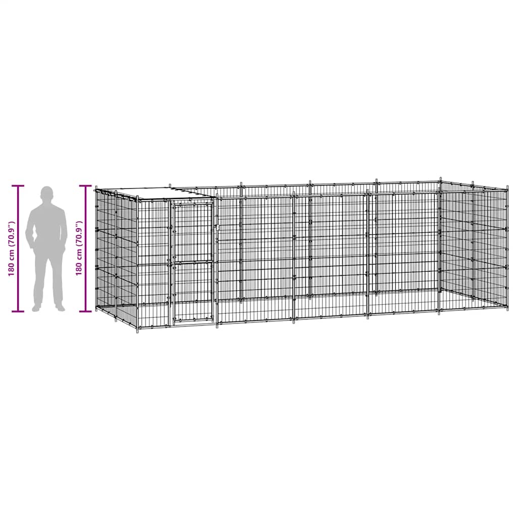 Outdoor-Hundezwinger mit Überdachung Stahl 7,26 m²