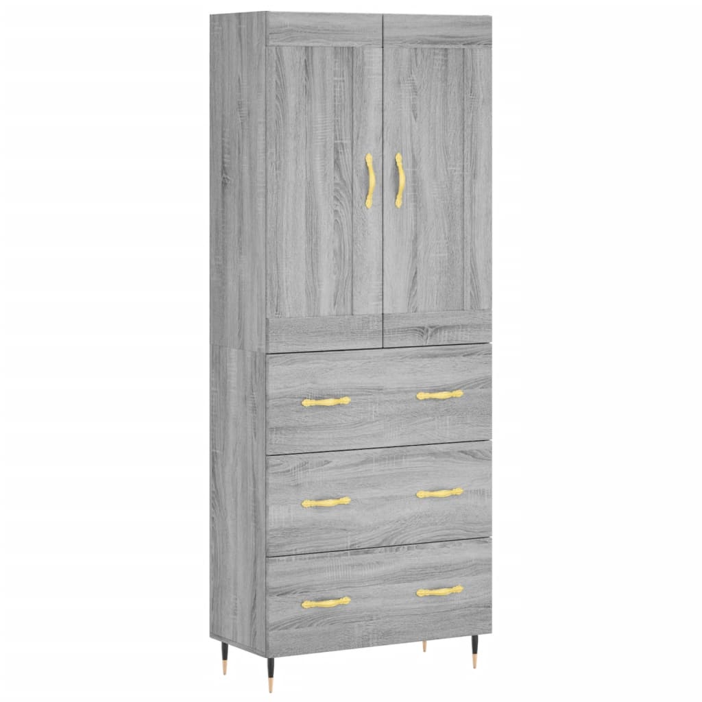 Highboard Betongrau 69,5x34x180 cm Holzwerkstoff