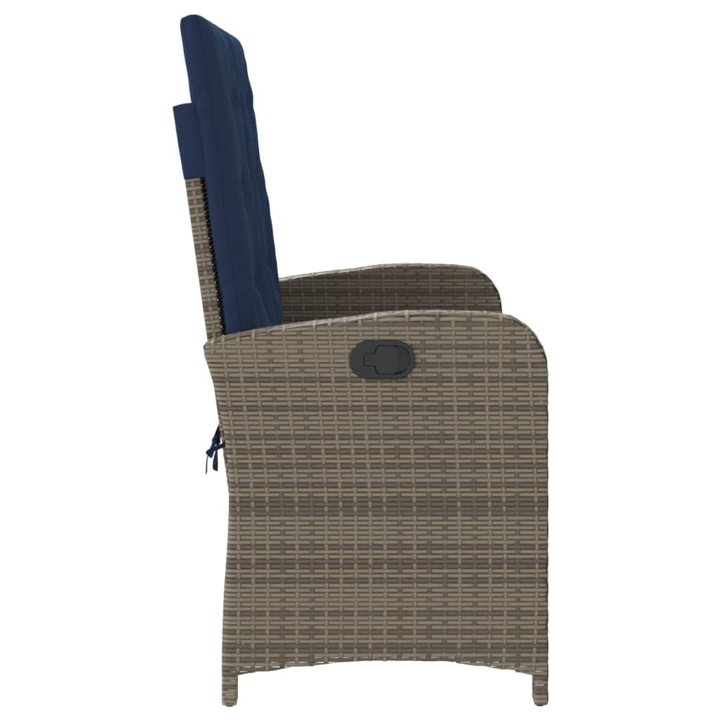 Gartenbank Verstellbar mit Kissen Braun Poly Rattan