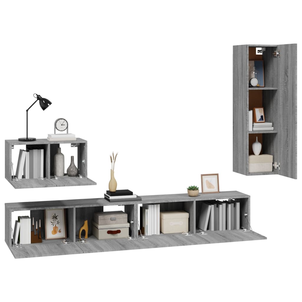 4-tlg. TV-Schrank-Set Sonoma-Eiche Holzwerkstoff