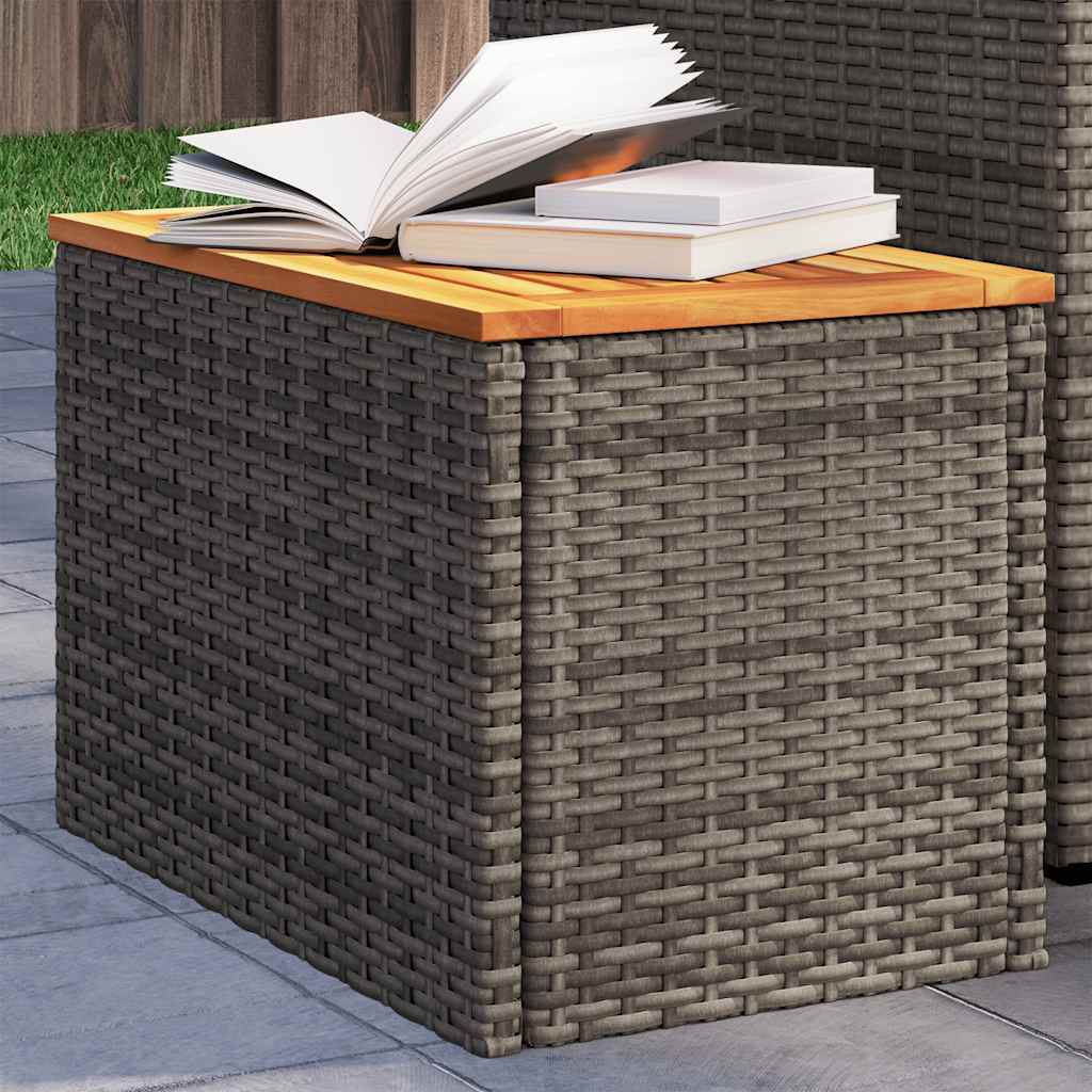 Garten-Beistelltische 2 Stk Schwarz 55x34x37cm Poly Rattan Holz