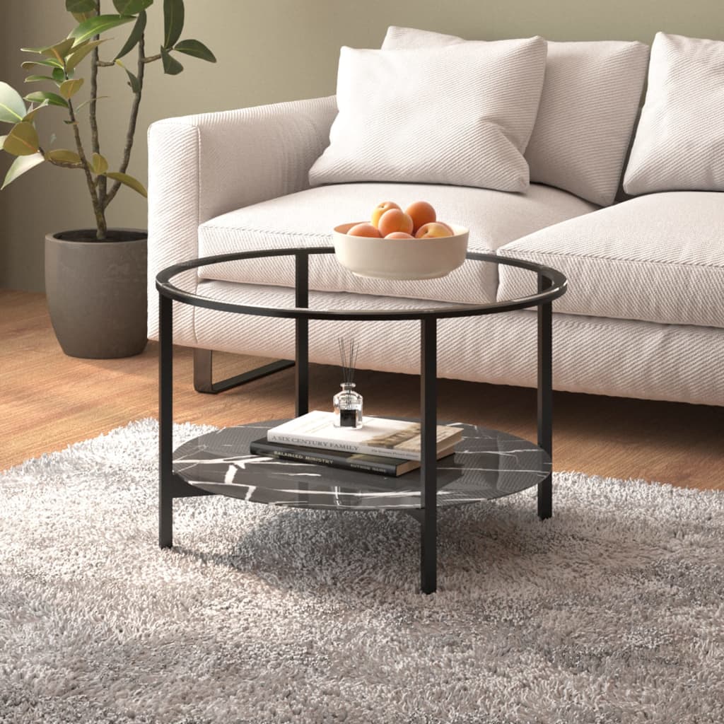 Beistelltisch Schwarz und Transparent 70 cm Hartglas
