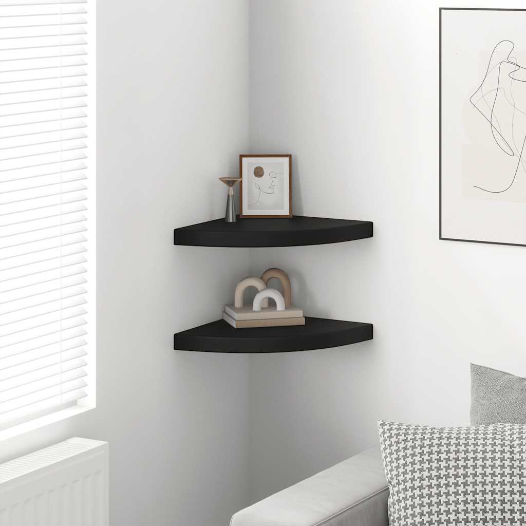Schwebende Eckregale 2 Stk. Hochglanz-Weiß 25x25x3,8 cm MDF
