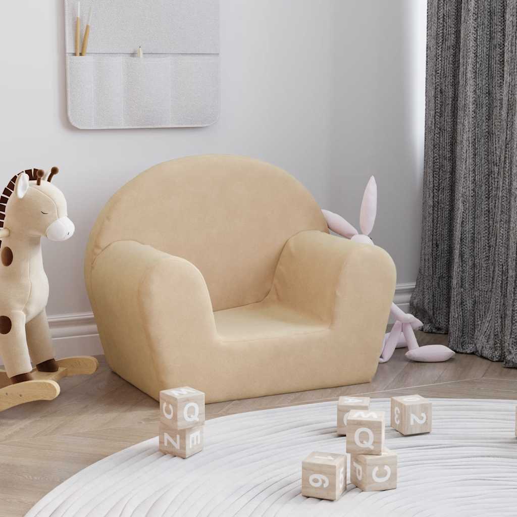 Kindersofa Hellgrau mit Sternen Weich Plüsch
