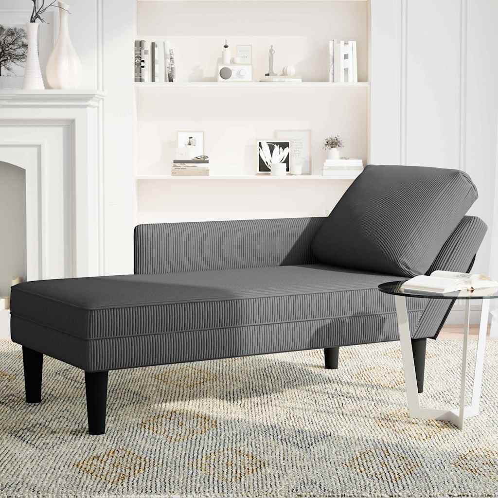 Chaiselongue mit Kissen Hellgrau Cordstoff