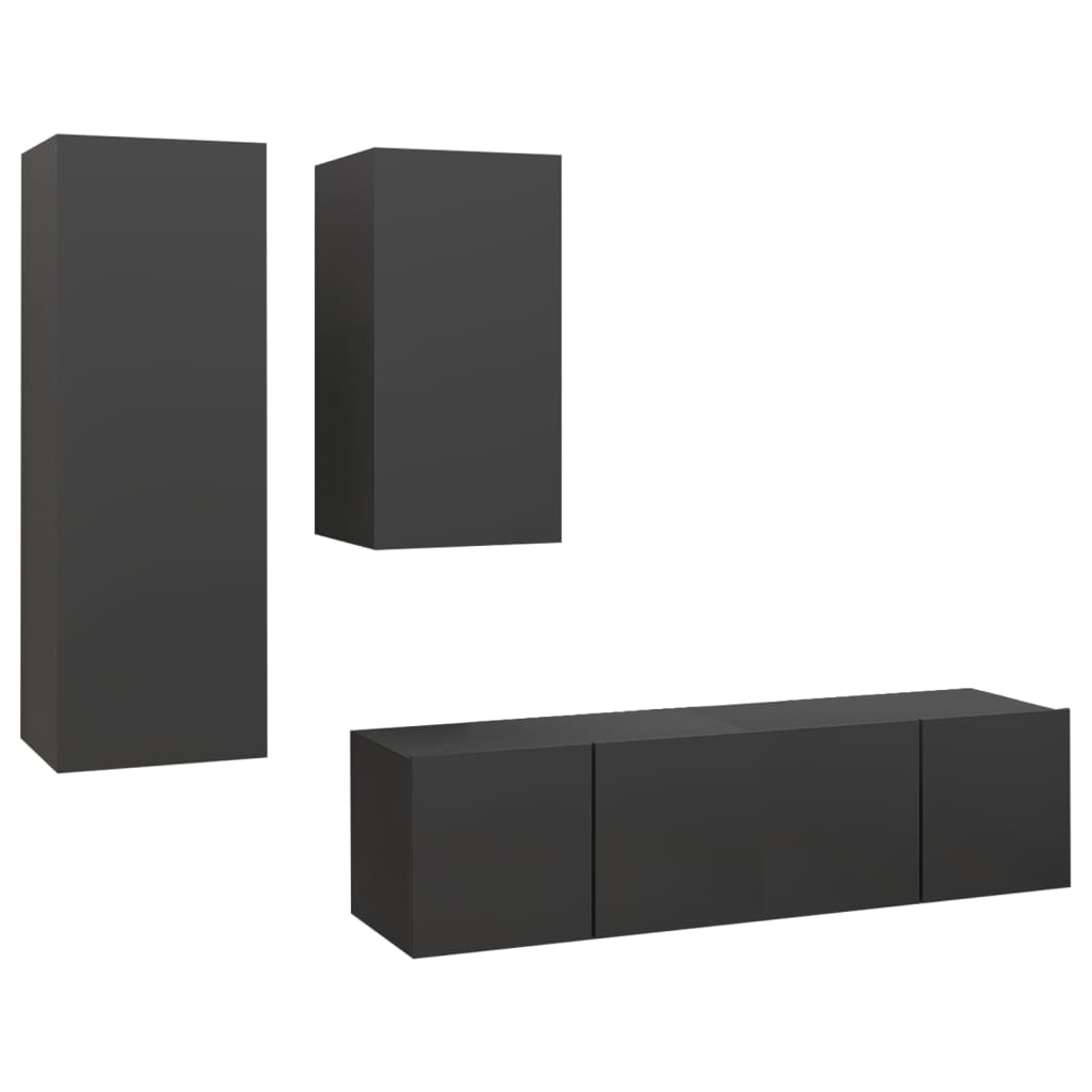 4-tlg. TV-Schrank-Set Weiß Holzwerkstoff