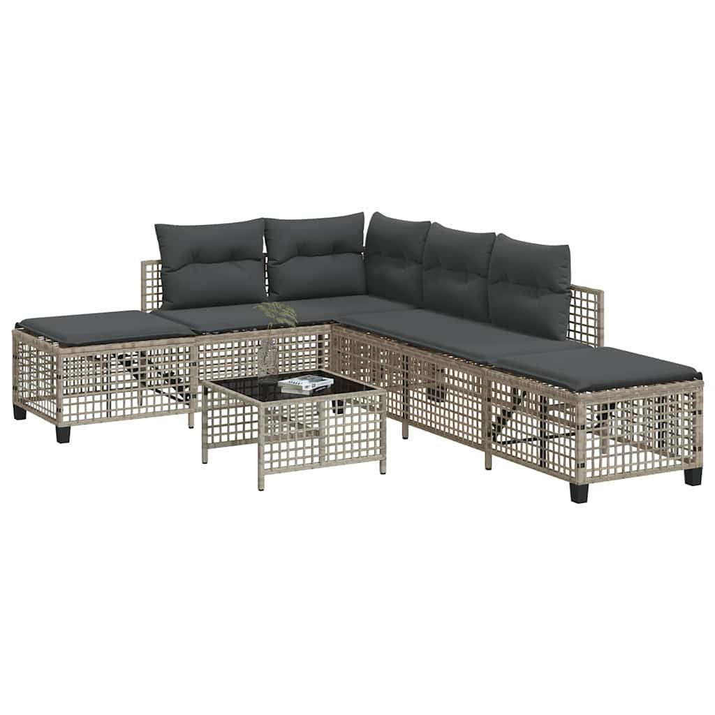 3-tlg. Garten-Ecksofa-Set mit Kissen Schwarz Poly Rattan