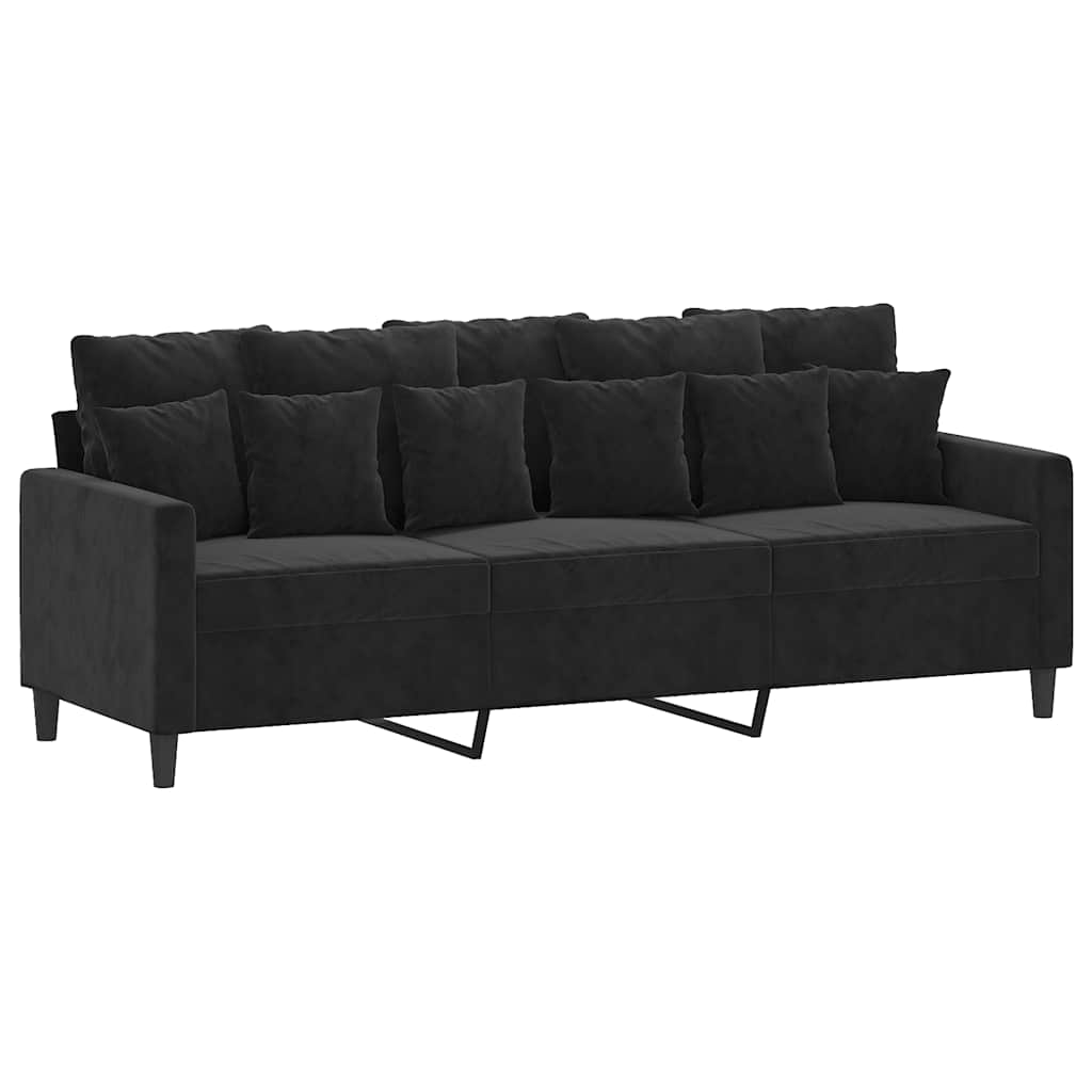 3-Sitzer-Sofa mit Hocker Rosa 180 cm Samt