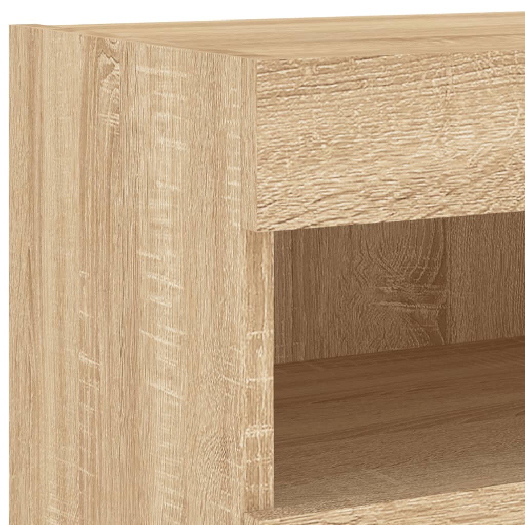 5-tlg. Wohnwand mit LED-Beleuchtung Weiß Holzwerkstoff
