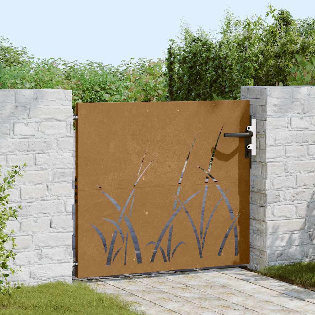 Gartentor 85x75 cm Cortenstahl Gras-Design