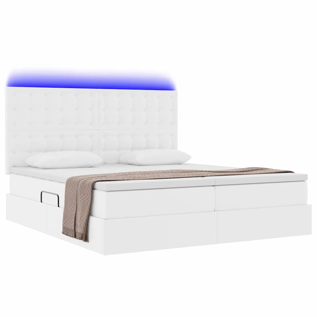 Bett mit Stauraum und LED Schwarz 180 x 200 cm Kunstleder