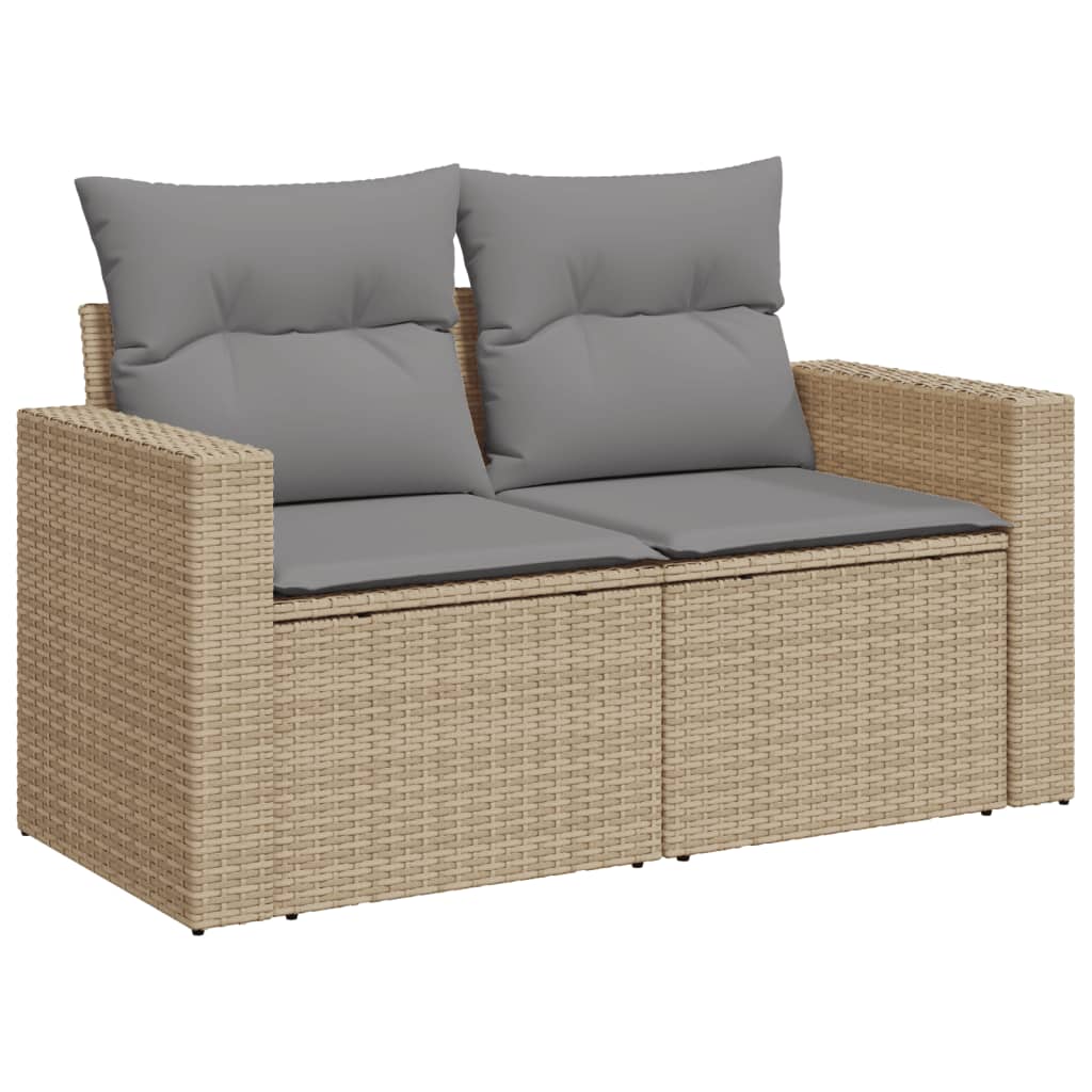10-tlg. Garten-Sofagarnitur mit Kissen Schwarz Poly Rattan
