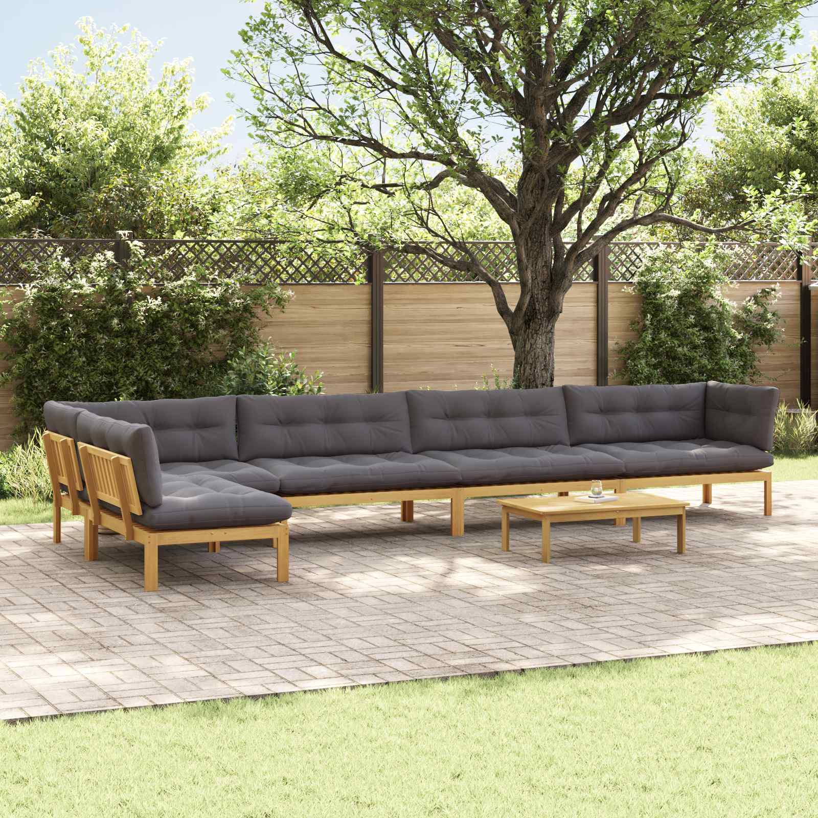 3-tlg. Garten-Sofagarnitur aus Paletten Massivholz Akazie