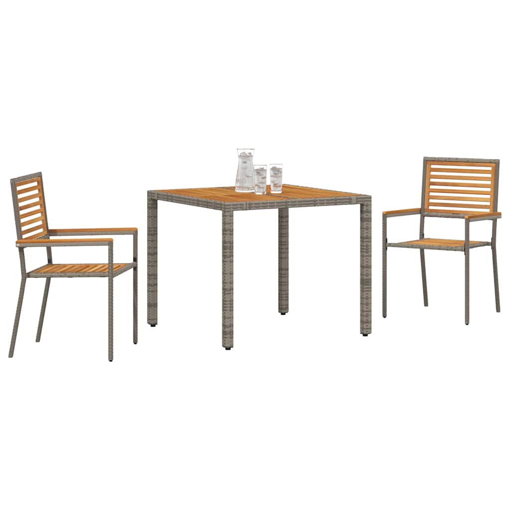 Garten Essgruppe 3 pcs Schwarz und Braun Poly-Rattan