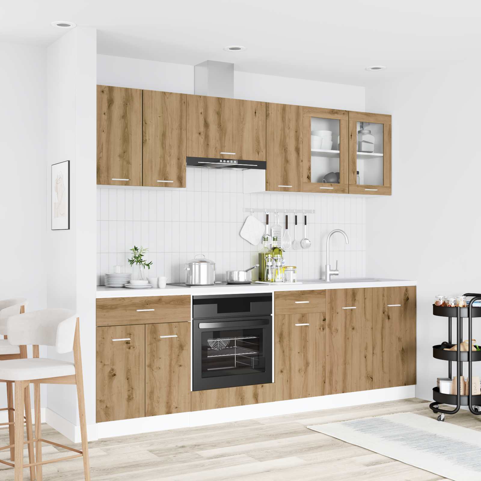 8-tlg. Küchenzeile Lyon Weiß Holzwerkstoff