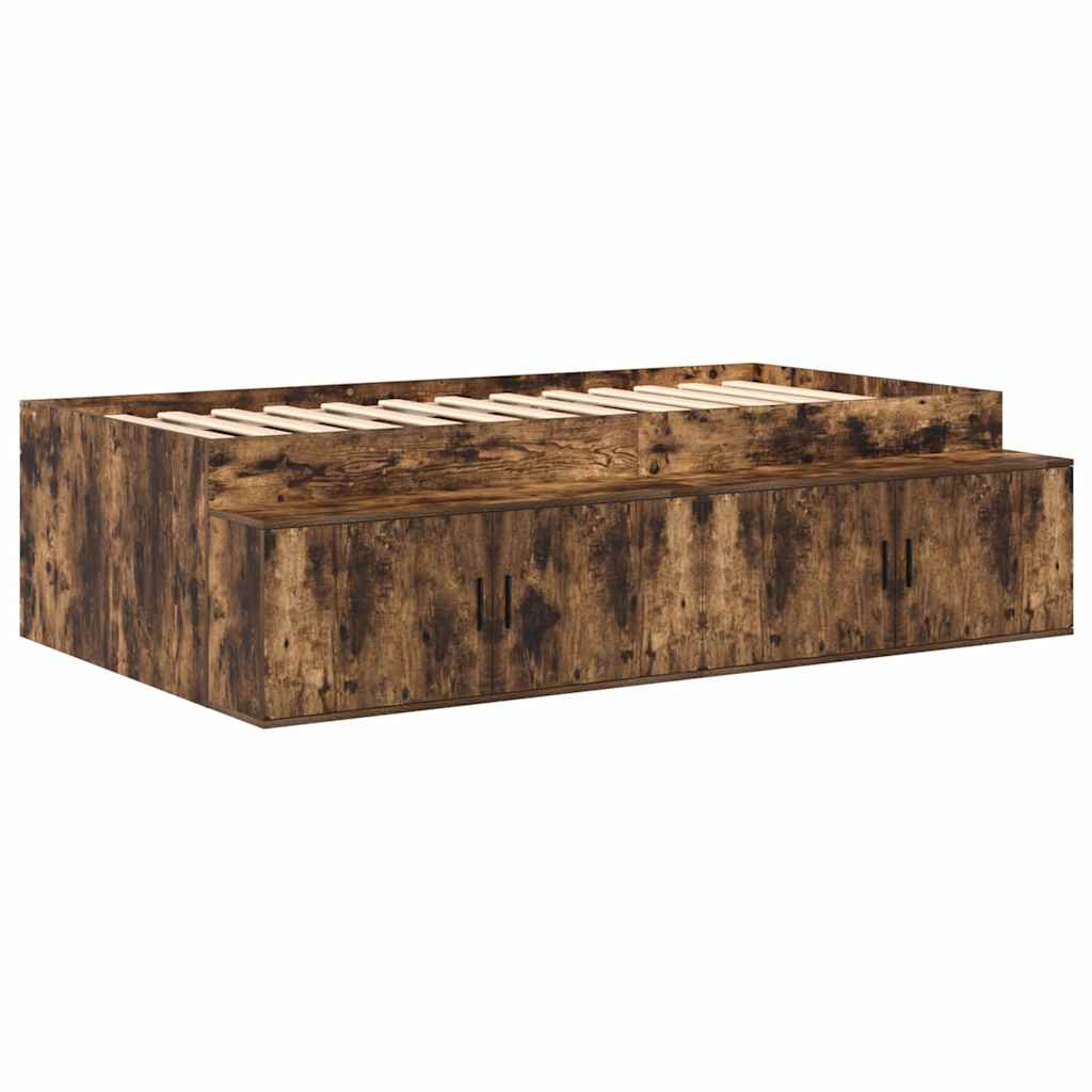 Aufbewahrungsbettgestell mit Speicher Weiß 80 cm Holzwerkstoff