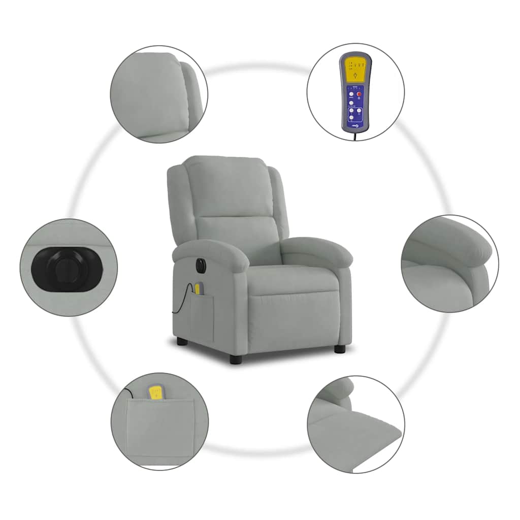 Relaxsessel Elektrisch Hellgrau Samt