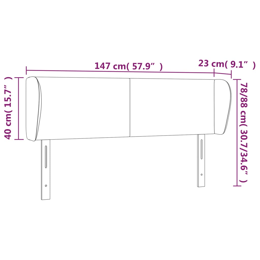 Kopfteil mit Ohren Creme 83x23x78/88 cm Kunstleder