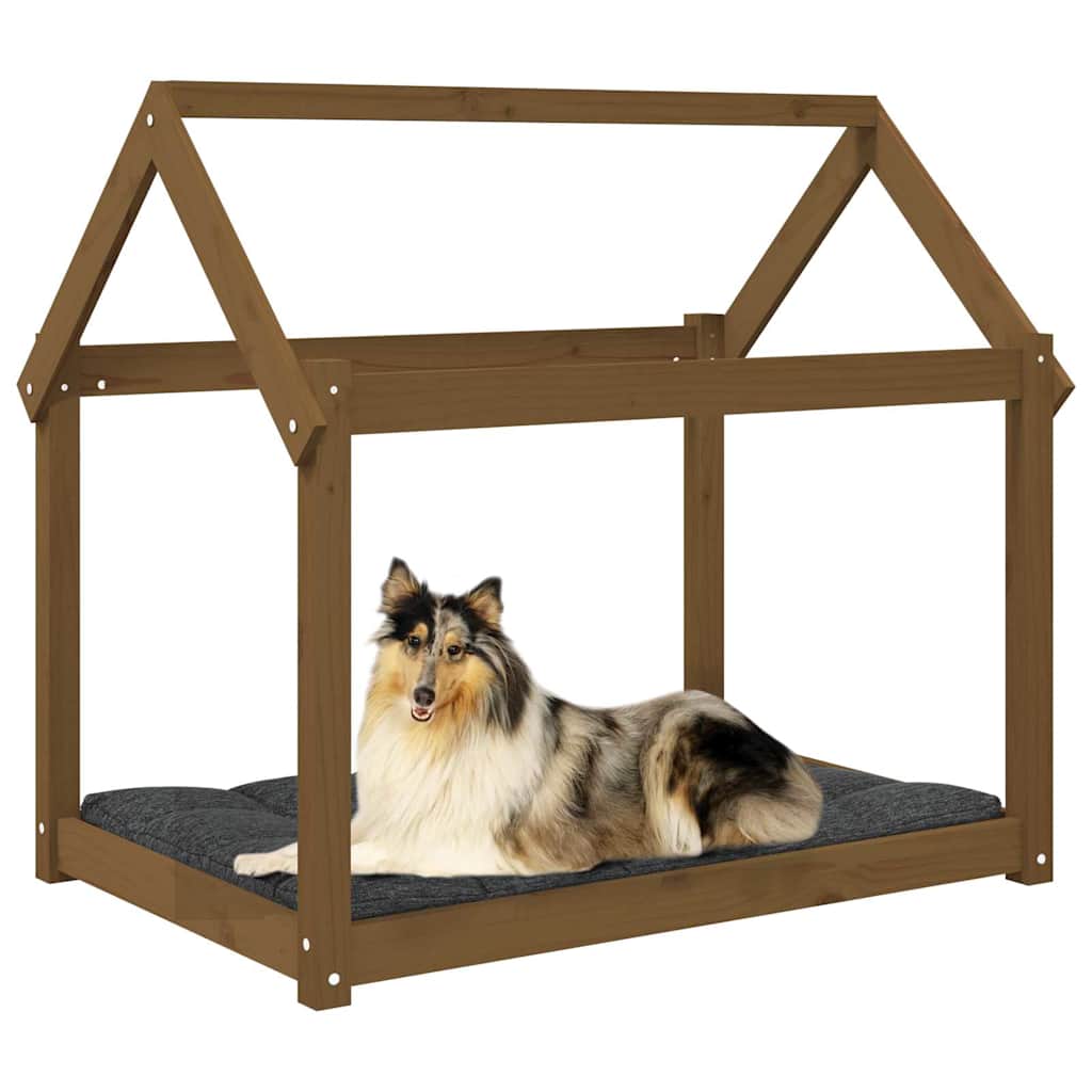 Hundebett Grau 61x50x70 cm Massivholz Kiefer