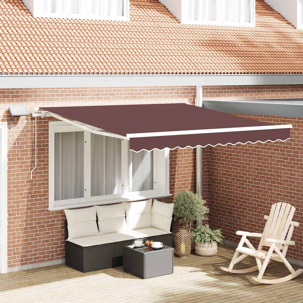 Markise Manuell Einziehbar mit LED 300x250 cm Blau und Weiß