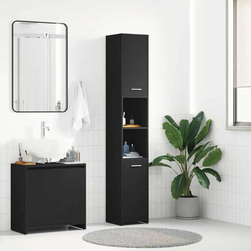 Badezimmerschrank Weiß 30x30x183,5 cm Holzwerkstoff