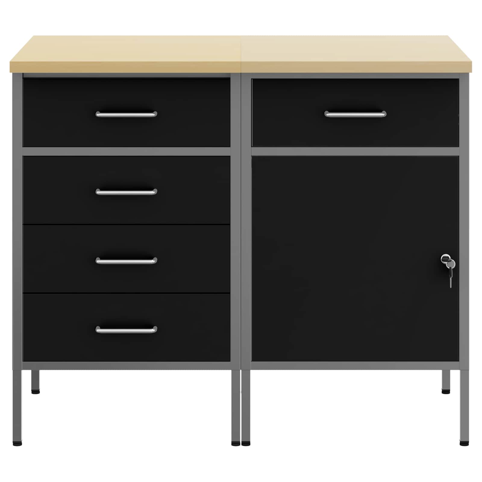 Werkbank mit Schubladen 2 pcs Rot und Grau 100 x 55 x 85 cm