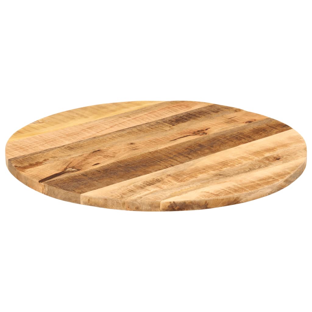 Tischplatte Ø 40x2,5 cm Rund Raues Massives Mangoholz