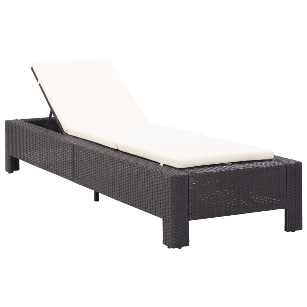 Sonnenliege mit Auflage Grau Poly Rattan