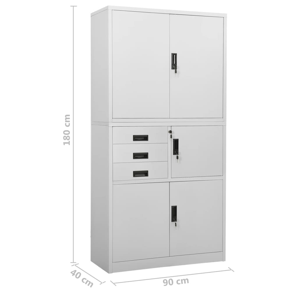 Büroschrank Weiß 90x40x180 cm Stahl