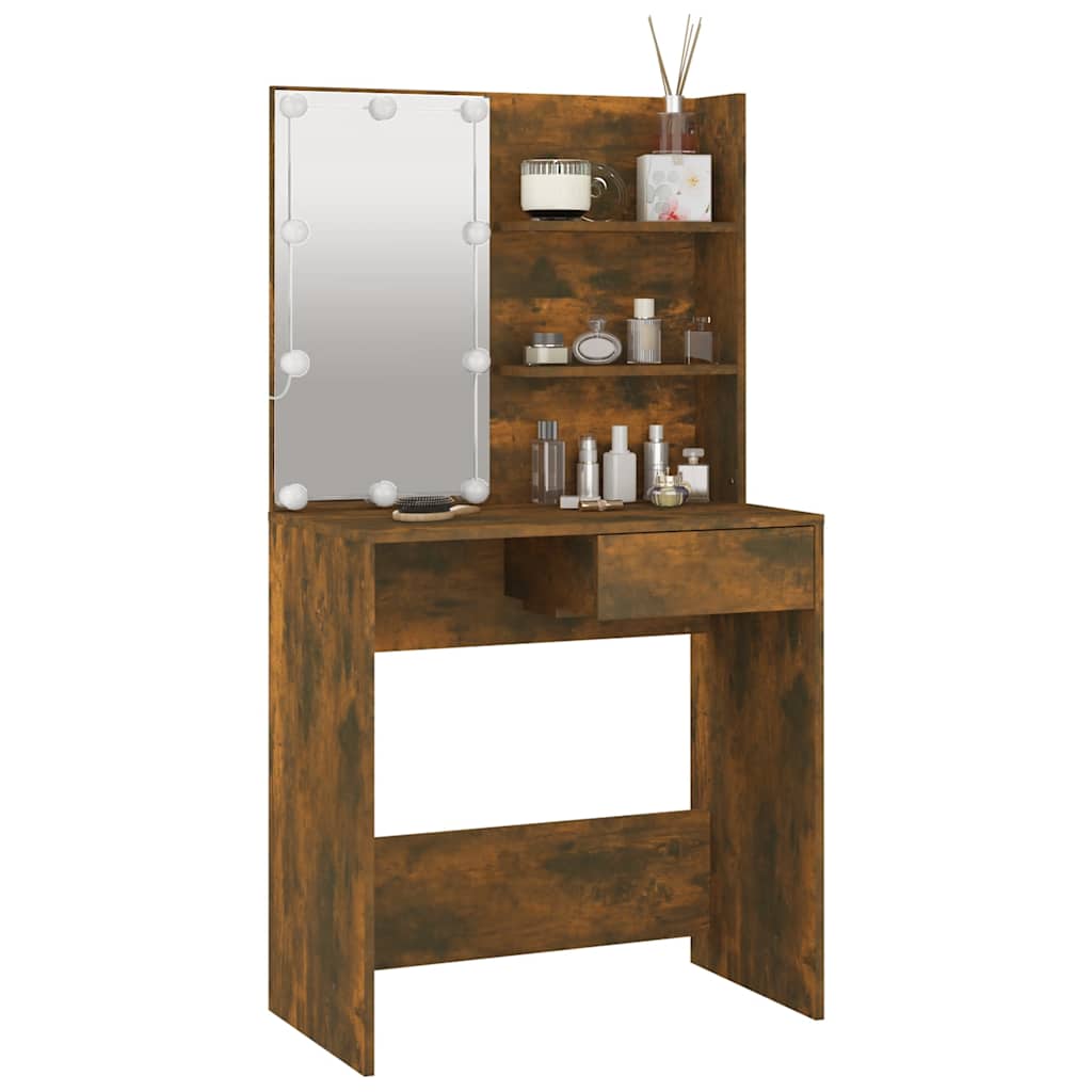 Schminktisch mit LED Weiß 74,5x40x141 cm
