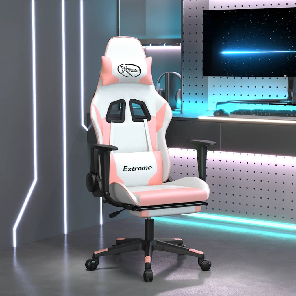 Gaming-Stuhl mit Massagefunktion Schwarz und Blau Kunstleder