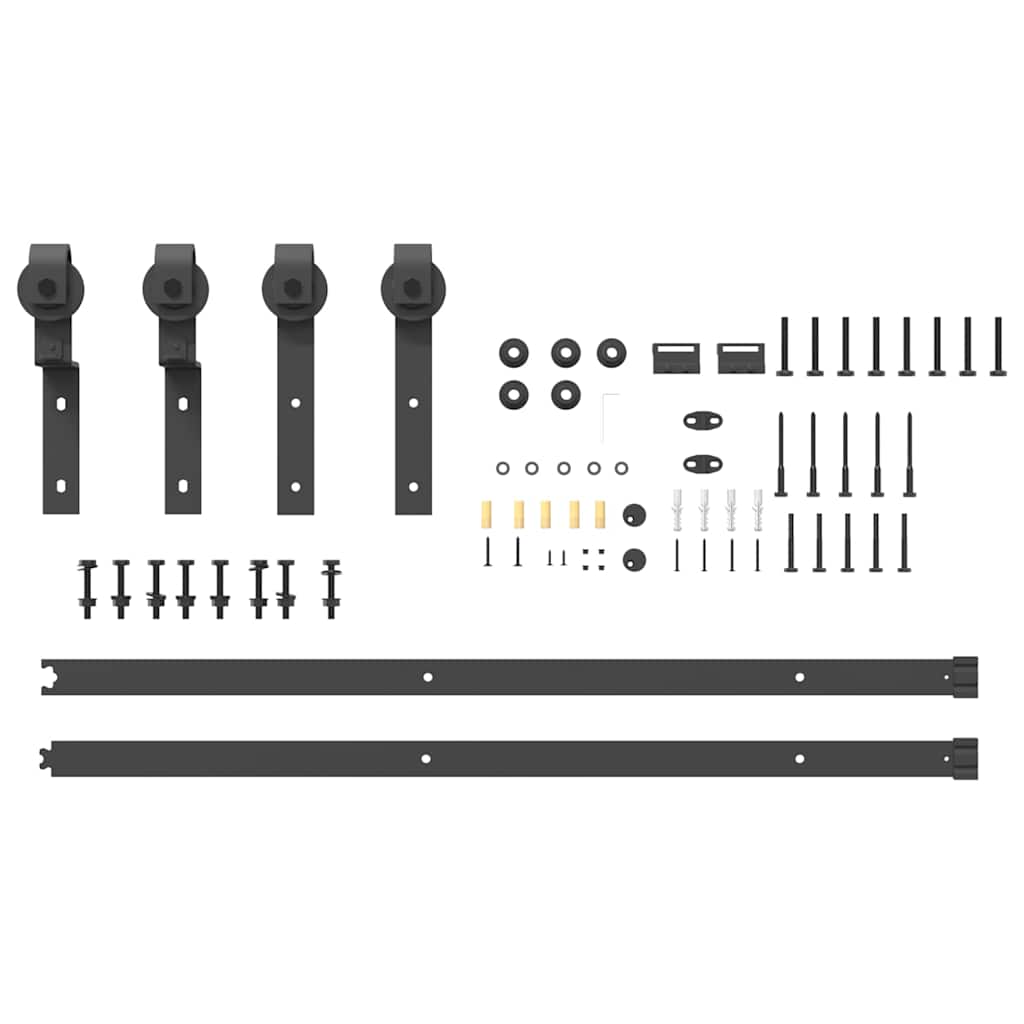 Schiebetürbeschlag-Set 183 cm Stahl Schwarz